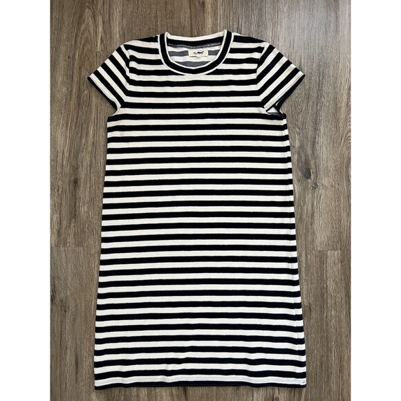 Madewell Velour Blue and White Striped Dress Size S - Picture 1 of 7